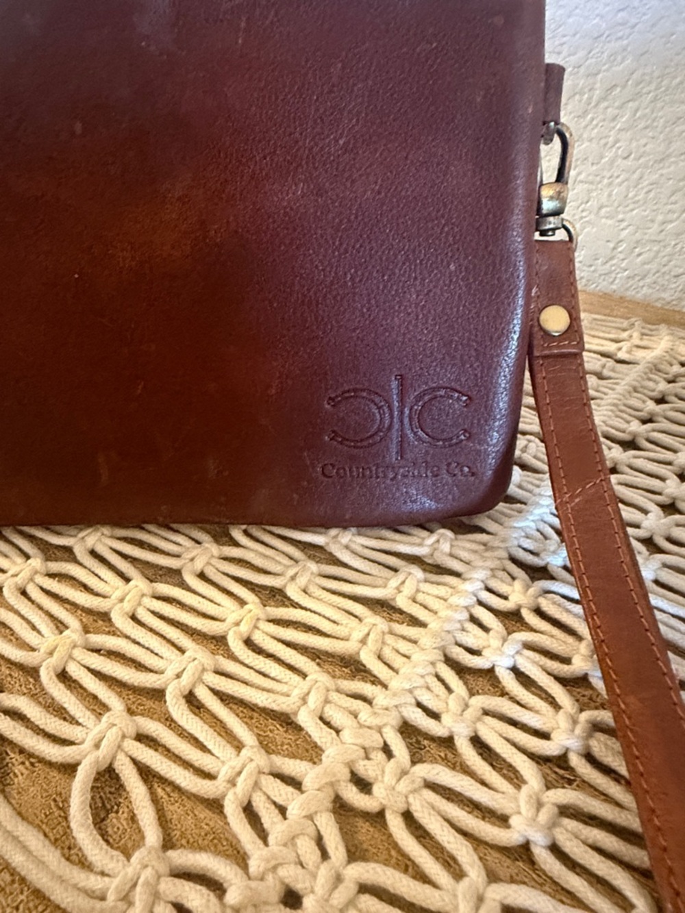 Stockdale Checkered Cowhide Wristlet Pouch - Picture 4 of 5